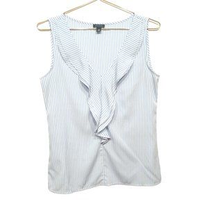 Ann Taylor Striped Ruffle Tank Top Blouse Size XS